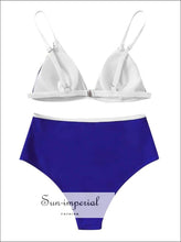 High Waist Bikini Set Blue Push-up Two-piece Beach Swimwear Fashion Summer Ladies plus Size