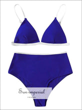 High Waist Bikini Set Blue Push-up Two-piece Beach Swimwear Fashion Summer Ladies plus Size
