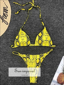 High Waist Bikini Set Yellow Bandeau Swimsuit Thong Two-pieces SUN-IMPERIAL United States