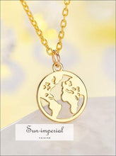 Hollow World Map Pendant Necklace - Sun Imperial (photo 1)