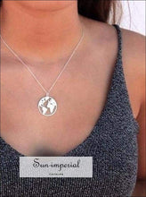 Hollow World Map Pendant Necklace - Sun Imperial (photo 6)