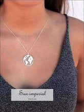 Hollow World Map Pendant Necklace - Sun Imperial (photo 8)