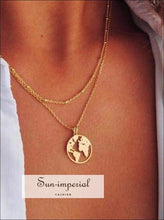 Hollow World Map Pendant Necklace - Sun Imperial (photo 9)