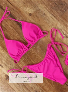 Hot Pink Halter Bikini Female Swimsuit Brazilian Micro SUN-IMPERIAL United States