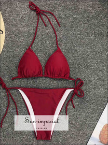 Hot Pink Halter Tie Brazilian Bikini Set SUN-IMPERIAL United States