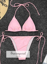 Hot Pink Halter Tie Brazilian Bikini Set SUN-IMPERIAL United States