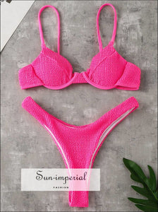 Hot Pink Ribbed Underwired High Cut Bikini Women Two-pieces Swimsuit SUN-IMPERIAL United States