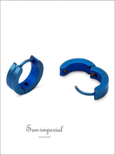 Huggie Hoop Earrings Stainless Steel Blue Designs $10, All Earrings, Blue, clasp, design Sun-Imperial United States