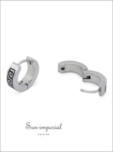 Huggie Hoop Earrings Stainless Steel With Black Design All Earrings, Black, clasp, design, Sun-Imperial United States