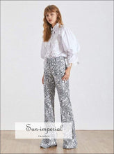 Iris Pants -vintage Flare Pants for Women High Waist Slim Floral Print Maxi Length