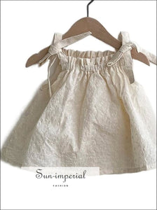 Ivory Kids Tie Cami Strap Embroidery Short Girls Dress SUN-IMPERIAL United States