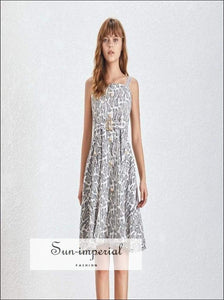 Janelle Dress- Sleeveless Print Women Dress off Shoulder High Waist Knee Length Off Shoulder, Dress, Sleeveless, vintage SUN-IMPERIAL United