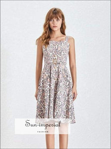 Janelle Dress- Sleeveless Print Women Dress off Shoulder High Waist Knee Length Off Shoulder, Dress, Sleeveless, vintage SUN-IMPERIAL United
