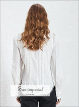 Jayda top - Elegant Lace White Blouse for Women Lapel Long Sleeve Loose Shirt