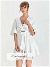 Jess Dress - Satin Solid Black and White Elegant A-line Mini V Neck Half Sleeve High Waist Clothes Summer, Sleeve, Neck, vintage, 
