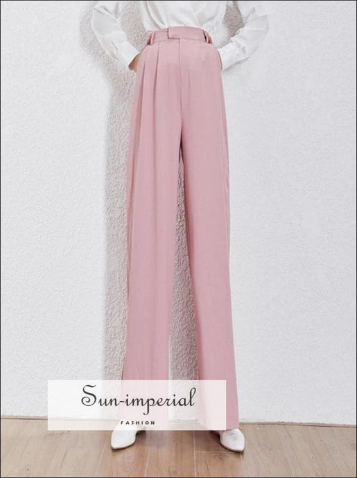 Jimmie Pants- Solid Trousers for Women High Waist Ruched over Size Maxi Wide Leg Pants