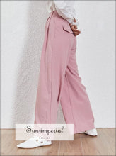 Jimmie Pants- Solid Trousers for Women High Waist Ruched over Size Maxi Wide Leg Pants