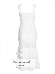Journee Dress- White Lace Elegant Maxi Dress Sleeveless High Waist Embroidery Slim Ankle Length