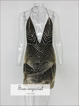 Joyfunear Rhinestone detail Bodycone Slip Sequin Dress