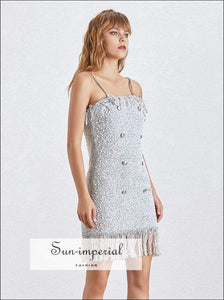 June Dress- Summer Sequined Mini Dress Party Women Sleeveless off Shoulder Spaghetti