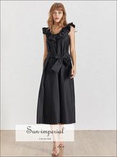 Justice Dress -a Line Vintage Dress O Neck Sleeveless Ruffle Loose Ankle-length Dress