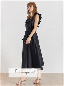 Justice Dress -a Line Vintage Dress O Neck Sleeveless Ruffle Loose Ankle-length Dress
