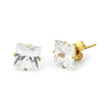 Cubic Zirconia Square 14K Gold Filled Stud Earrings Stainless Steel Ear Piercing Jewelry Men Women