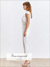 Kate Jumpsuit - Solid Black /white Sleeveless High Waist Slim Cut Lapel Collar, Patchwork Pants, Sleeveless, Summer Jumpsuit, Vintage 