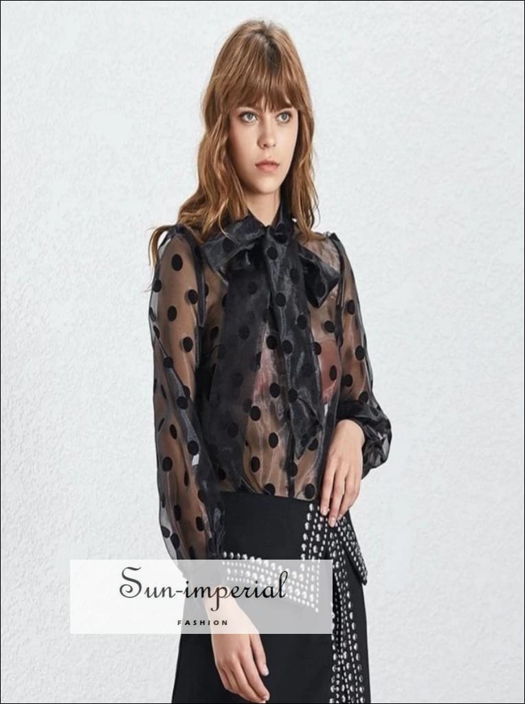 Sun-imperial - katia top - vintage sheer casual polka dot