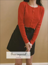 Knit Button-Up Crop Cardigan - Sun Imperial (photo 1)