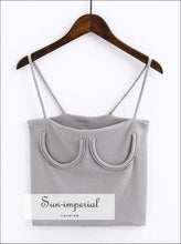 Knitted Chest Crescent Cami Strap Crop top - White SUN-IMPERIAL United States