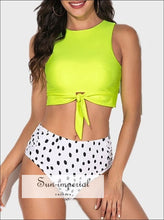 Knot front top with Dot High Waist Bikini Set new Prints 2022 best seller, New Sun-Imperial United States