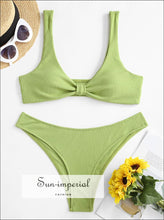 Knotted Ribbed Tank Bikini Swimwear Sets SUN-IMPERIAL United States