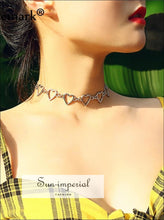 Korean Sweet Love Heart Choker Necklace Statement Gold Silver Collier Necklace