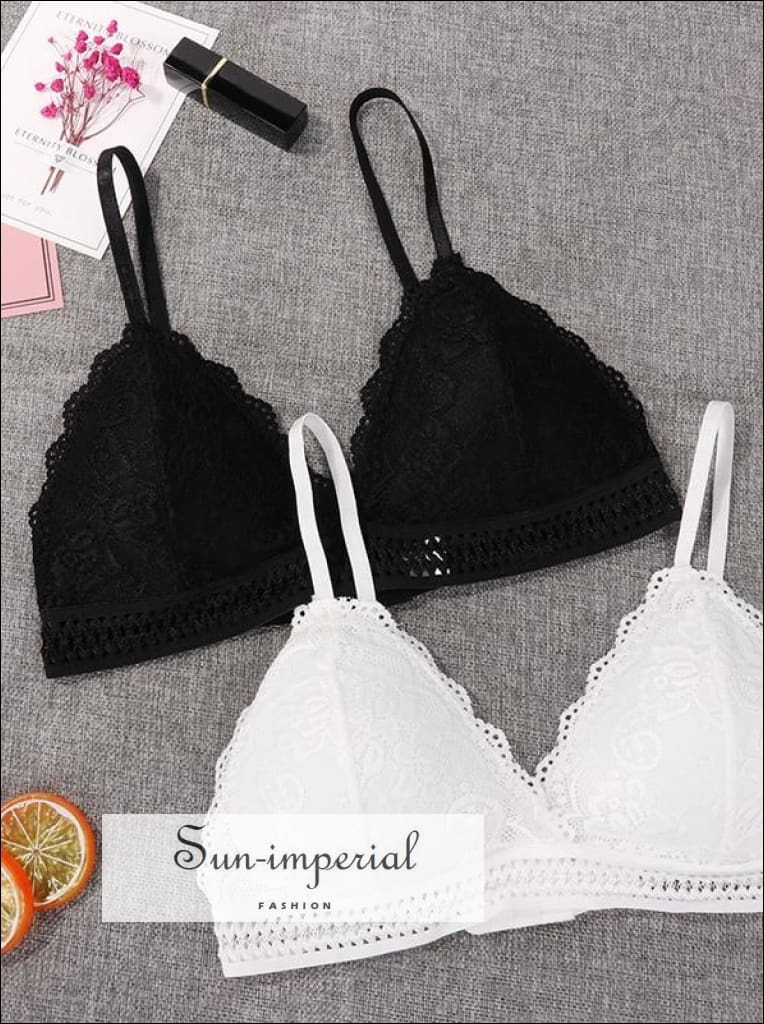 Lingerie French Style Triangle Cup Deep V Girl Lace Women Thin Bralette Bra
