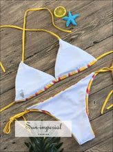 Ladies Striped Print Beach Swimwear Two-piece Fashion Bikini Set High Waist Push-up Bra Straps SUN-IMPERIAL United States