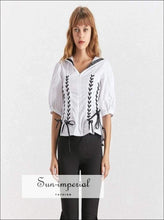 Lara top - Casual Blouse for Women O Neck Puff Sleeve Tunic Shirt Female Fashion Preppy