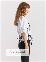 Lara top - Casual Blouse for Women O Neck Puff Sleeve Tunic Shirt Female Fashion Preppy