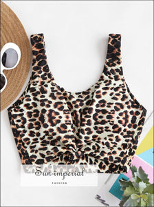 Leopard Knotted Bikini top