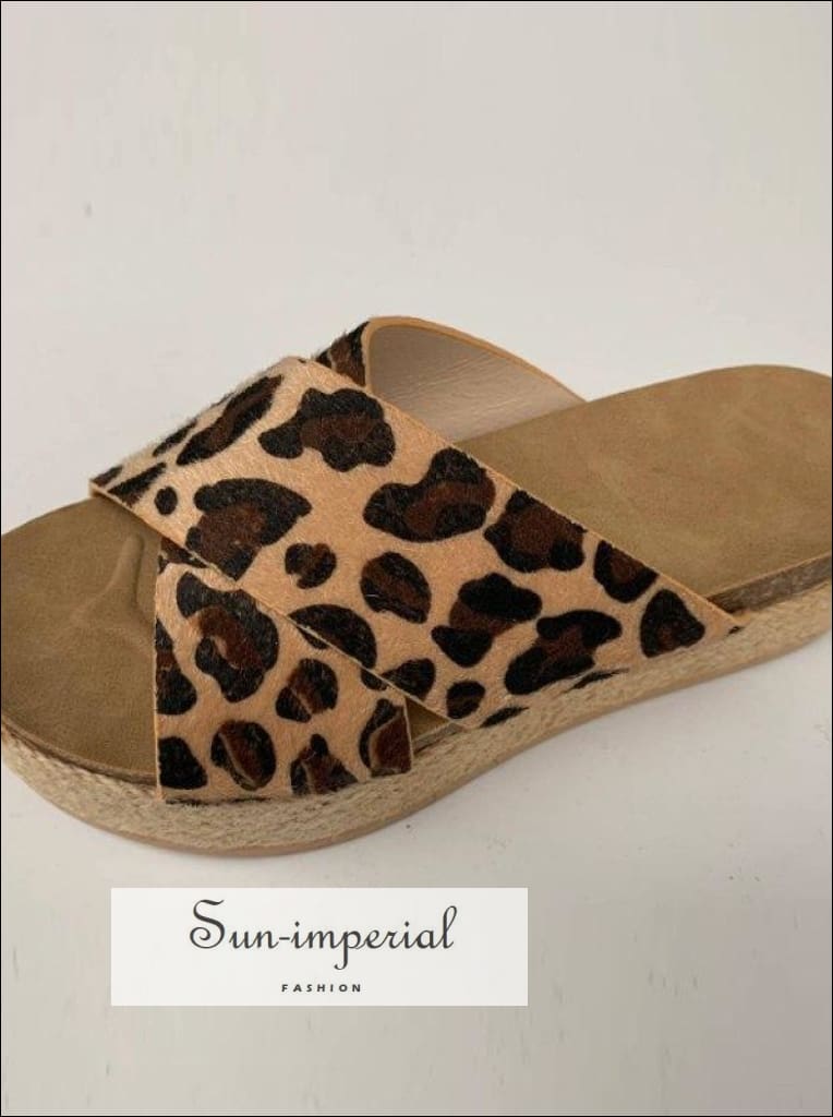 Leopard Summer Women Slippers Open Toe Platform Casual Shoes each Ladies Outdoor Flip Flops X Shape animal print, leopard, leopard women 