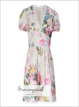 Lia Romper - Women Short Sleeve Floral V Neck Patchwork, Sleeve, Neck, vintage, Jumpsuit SUN-IMPERIAL United States