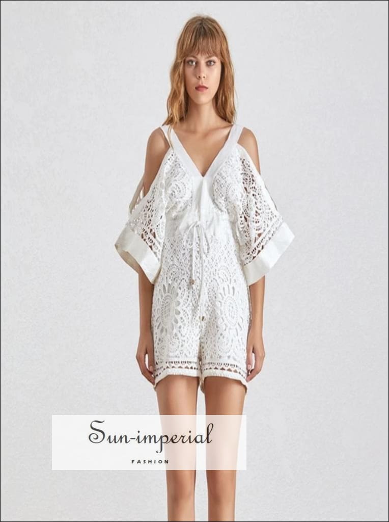 Lace Rompers For Short Curvy Short Sleeve White Lace Romper Shorts