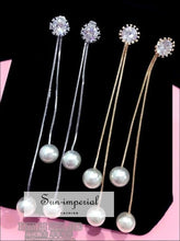 Long Earrings with Pearl Charm & Snake Chain - Sun Imperial (photo 2)