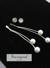 Long Earrings with Pearl Charm & Snake Chain - Sun Imperial (photo 5)
