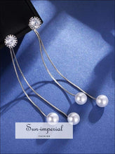 Long Earrings with Pearl Charm & Snake Chain - Sun Imperial (photo 6)