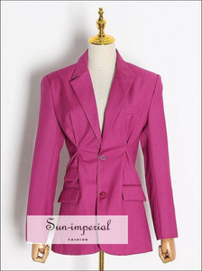 Long Sleeve Hot Pink Women Blazer Coat elegant style, Unique style SUN-IMPERIAL United States