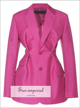 Long Sleeve Hot Pink Women Blazer Coat elegant style, Unique style SUN-IMPERIAL United States