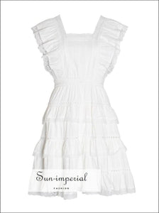 Lora Dress - Elegant Solid Women Square Collar Sleeveless High Waist Ruffles Slim Mini Elegant, Sleeveless, Dresses, Collar, vintage 