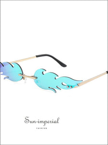 Luxury Fashion fire Flame Women Sunglasses - Teal