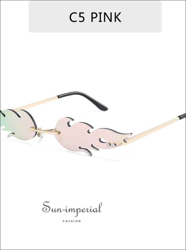 Luxury Fashion fire Flame Women Sunglasses - Teal